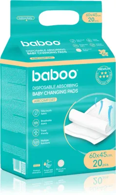 Подкладки для пеленания Baboo AirComfort Disposable Absorbing Changing Pads одноразовые, с непромокаемым слоем, 20 шт 60×45 cm