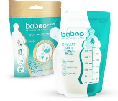 Пакеты для хранения грудного молока Baboo Breast Milk Storage Bags двухслойные, 25 шт. по 250 мл