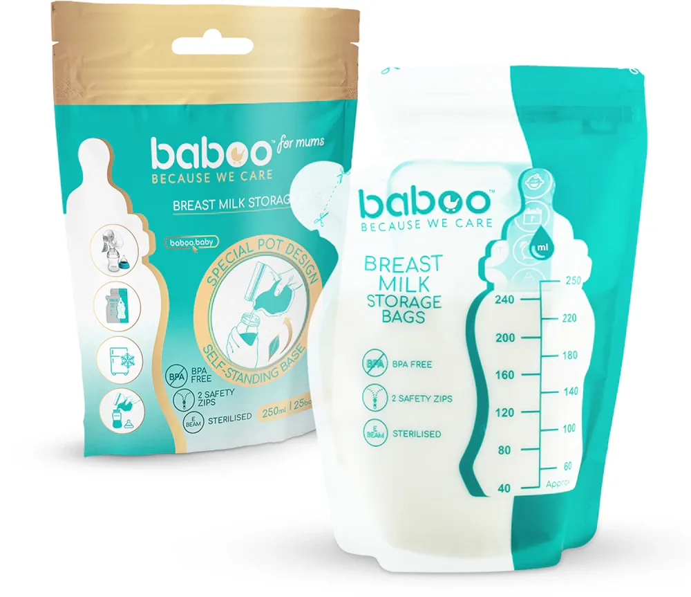 Пакеты для хранения грудного молока Baboo Breast Milk Storage Bags двухслойные, 25 шт. по 250 мл