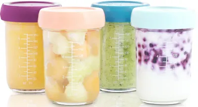 Миски стеклянные Babymoov Bowls Glass с крышкой, для хранения детского питания, 4 шт. по 220 мл Glass