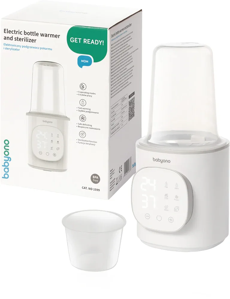 Подогреватель для бутылочек BabyOno Electric Bottle Warmer and Sterilizer со стерилизатором, электрический, 1 шт