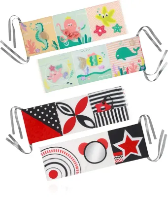 Книжка развивающая BabyOno Reversible Sensory Cloth Book 0m+ сенсорная, с зеркальцем, 1 шт Under the Sea
