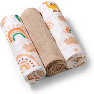 Пелёнки муслиновые BabyOno Take Care Muslin Diapers хлопковые, двухслойные, 3 шт Beige