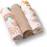 Пелёнки муслиновые BabyOno Take Care Muslin Diapers хлопковые, двухслойные, 3 шт Beige — фото 1