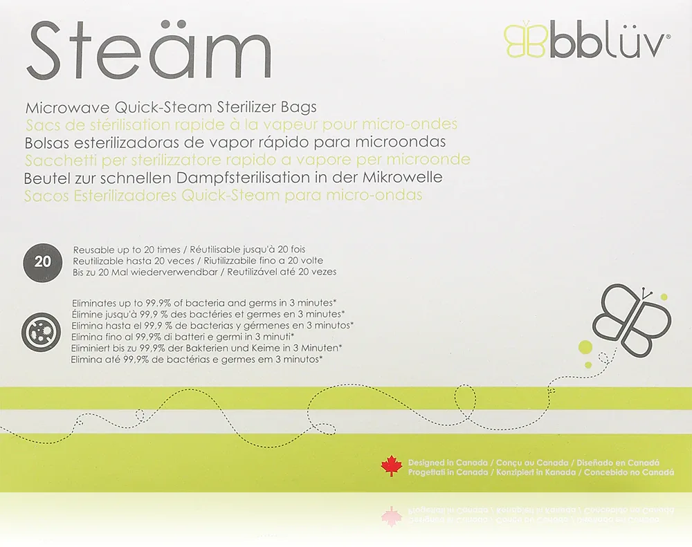 BBLÜV Steäm - Стерилизатор для бутылочек и сосок BBLUV Steam для микроволновой печи, 6 шт 24 x 21 cm, 6 шт