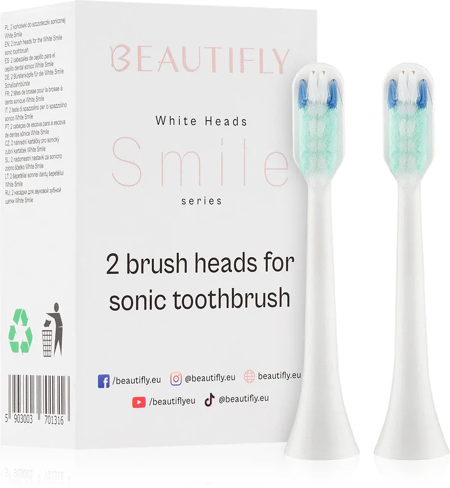 Сменные насадки для зубной щётки Beautifly White Smile Toothbrush Tips, 2 шт