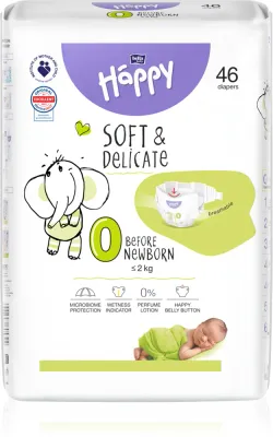 Подгузники детские BELLA Baby Happy Soft Delicate Size 0 Before Newborn с индикатором влажности, 46 шт ≤ 2 кг Before Newborn