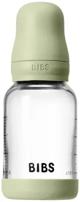 Бутылочка для кормления BIBS Baby Glass Bottle Round Latex стеклянная, с каучуковой соской, 120 мл