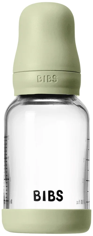 Бутылочка для кормления BIBS Baby Glass Bottle Silicone стеклянная, с силиконовой соской, 120 мл