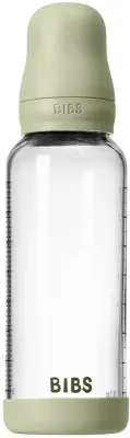 Бутылочка для кормления BIBS Baby Glass Bottle Silicone стеклянная, с силиконовой соской, 240 мл