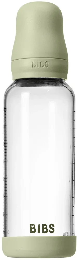 Бутылочка для кормления BIBS Baby Glass Bottle Silicone стеклянная, с силиконовой соской, 240 мл
