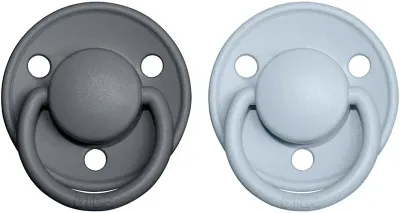 Пустышка BIBS De Lux One Size силиконовая, с оптимальным потоком воздуха, 2 шт Iron / BabyBlue
