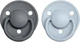 Пустышка BIBS De Lux One Size силиконовая, с оптимальным потоком воздуха, 2 шт Iron / BabyBlue — фото 1