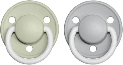 Пустышка BIBS De Lux Natural Rubber Night Size 2: 6+ months каучуковая, светится в темноте, 2 шт Sage / Cloud