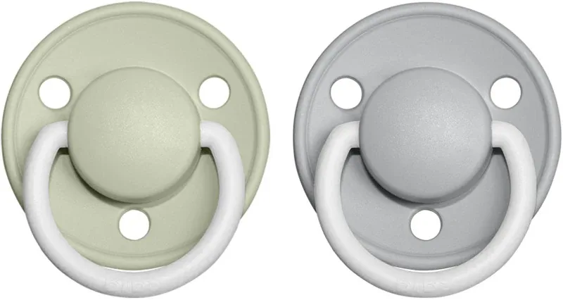 Пустышка BIBS De Lux Natural Rubber Night Size 2: 6+ months каучуковая, светится в темноте, 2 шт Sage / Cloud