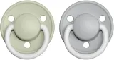 Пустышка BIBS De Lux Natural Rubber Night Size 2: 6+ months каучуковая, светится в темноте, 2 шт Sage / Cloud — фото 1