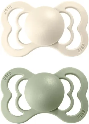 Пустышка BIBS Supreme Natural Rubber Size 2: 6+ months симметричная, плоская, из натурального каучука, 2 шт