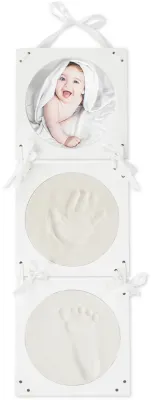 Набор для слепков ручек и ножек Bieco Print Set with Hanging Picture Frame с тройной рамкой для фото, из гипса и дерева, 1 шт 55 x 18 x 1 cm