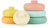 Игрушка развивающая Bieco Silicone Stacking Tower Tropical Vibes башенка силиконовая, складная, 6 шт 12 m+ — фото 2