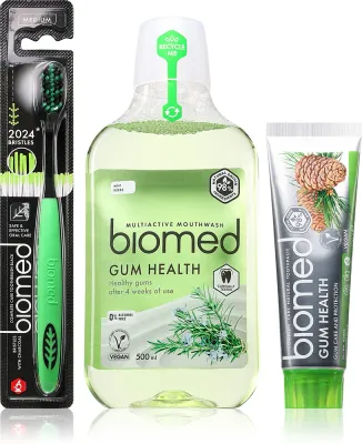 Набор для ухода за полостью рта Biomed Gum Health Set с пастой, ополаскивателем и щёткой, 1 шт