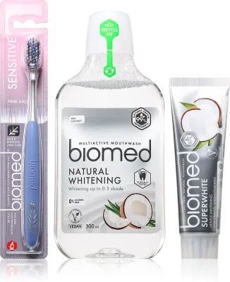 Набор для отбеливания зубов Biomed Superwhite Set с пастой, ополаскивателем и щёткой, 1 шт