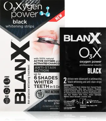 Полоски для отбеливания зубов BlanX Oxygen Power Whitening Black Strips с активным углём, 10 шт