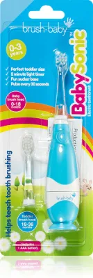 Зубная щётка электрическая детская Brush Baby BabySonic с таймером и сменной насадкой, светло-голубая, 1 шт