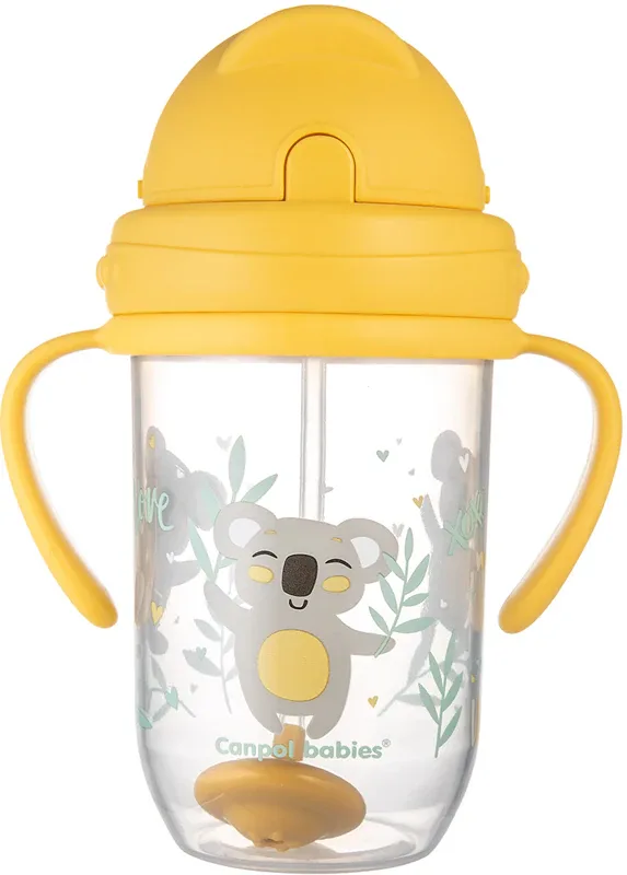 Кружка детская Canpol babies Exotic Animals Cup With Straw с носиком и мембраной, с крышкой, 270 мл