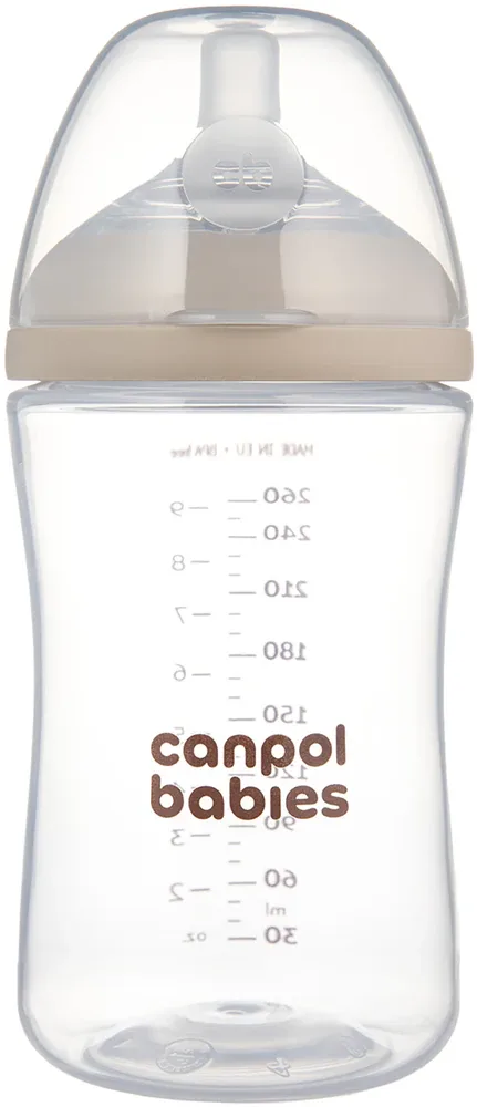 Бутылочка для младенцев Canpol babies Natural Shape с силиконовой соской, медленный поток, 260 мл 3m+