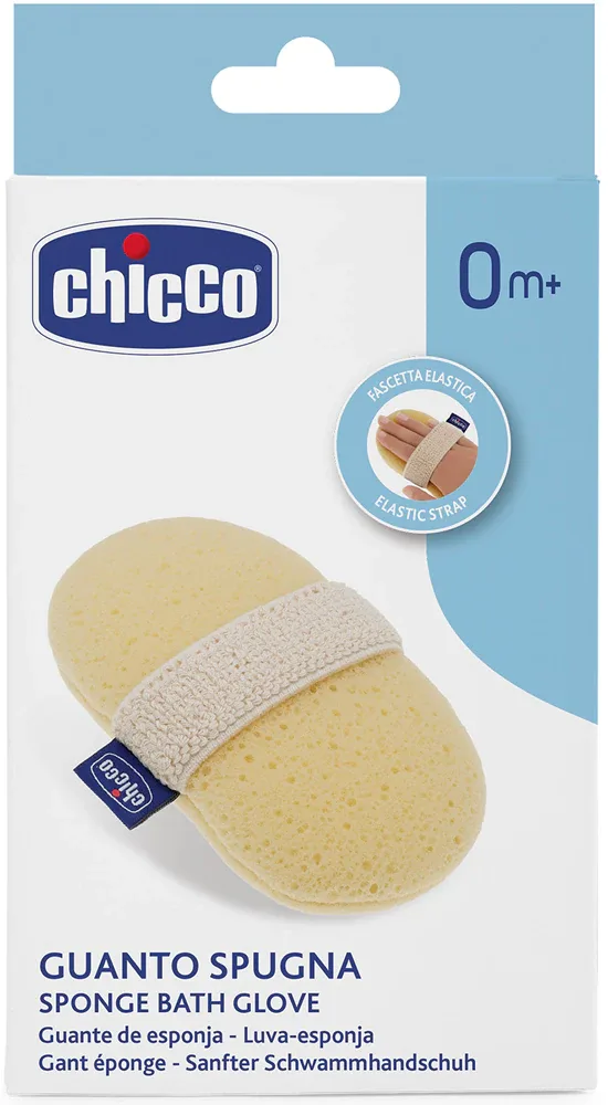 Губка для купания Chicco Baby Moments с эластичной петлёй, с кармашком для мыла, 1 шт 0m+
