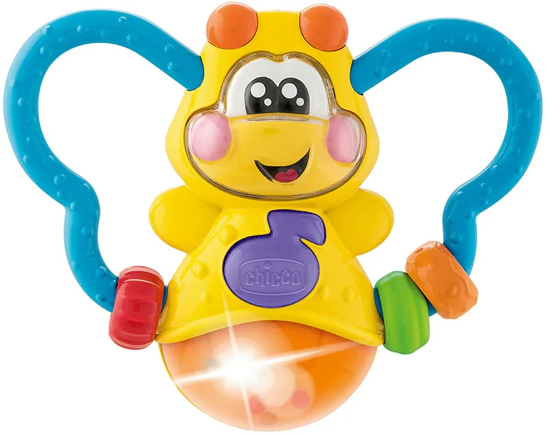 Прорезыватель-погремушка Chicco Baby Senses Lighting Bug с мелодией, интерактивная игрушка, 1 шт