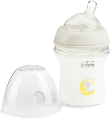 Бутылочка для кормления Chicco Natural Feeling Glass Neutral II стеклянная, с силиконовой соской
