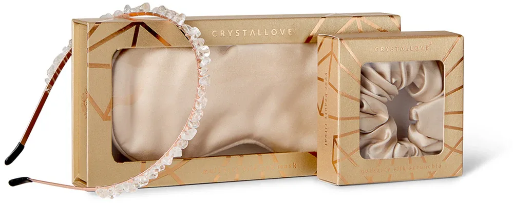 Набор аксессуаров для волос Crystallove Gold Silk Set шёлковый, подарочный, 3 шт