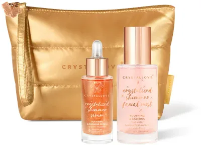 Набор для ухода за лицом Crystallove Rose Quartz Skincare Duo подарочный, со спреем и сывороткой, 3 шт