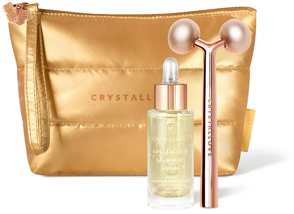 Набор для ухода за лицом Crystallove Set Gold подарочный, с сывороткой для лифтинга, 3 шт