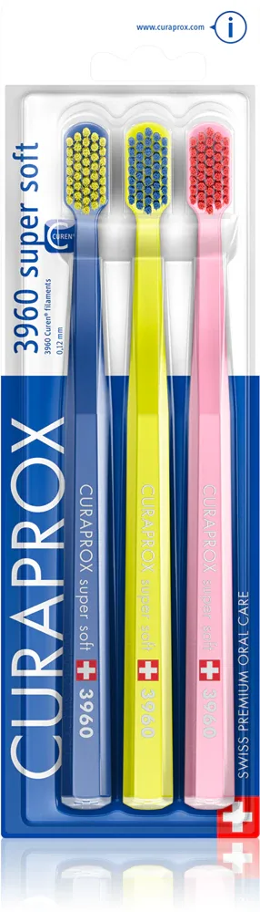 Зубная щётка Curaprox 3960 Super Soft мягкая, с волокнами CUREN, 3 шт