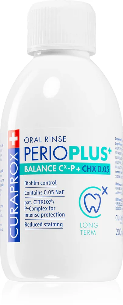 Ополаскиватель для полости рта Curaprox Perio Plus+ Balance 0.05 CHX с хлоргексидином и фторидом натрия, 200 мл