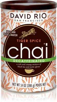 Смесь чайная David Rio Tiger Spice Chai Decaffeinated без кофеина, с корицей и кардамоном, 398 г