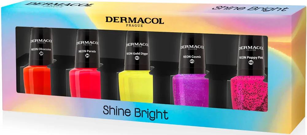 Набор лаков для ногтей Dermacol Neon Shine Bright неоновых, подарочный, 5 шт. по 5 мл