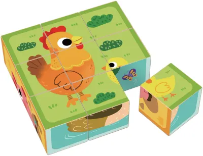 Кубики деревянные 2Kids Toys Wooden Blocks Farm развивающие, 9 шт 12 m+