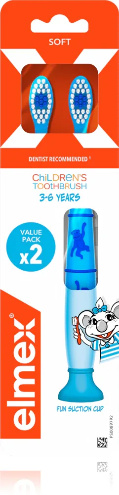 Зубная щётка детская Elmex Children's Toothbrush мягкая, с детским дизайном, 2 шт 3-6 years