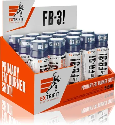 Добавка для контроля веса Extrifit FB-3! Fat Burner Shot жидкая, с карнитином и кофеином, 15 × 90 мл smak Elderberry