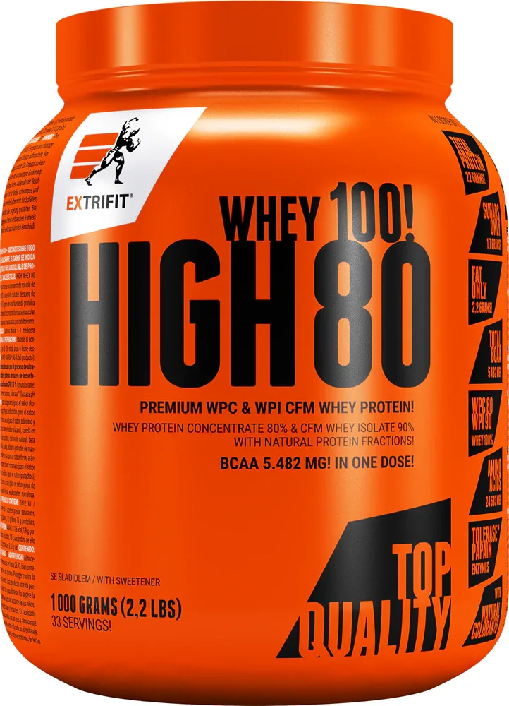 Сывороточный протеин Extrifit High Whey 80 концентрат и изолят CFM, вкус банана, 1000 г
