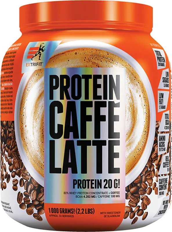 Сывороточный протеин Extrifit Protein Caffe Latte 80 с кофеином, вкус кофе, 1000 г smak Caffe Latte