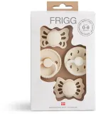 Пустышки FRIGG Baby's First Pacifier Moonlight Sailing набор подарочный, каучук и силикон, для возраста 0-6 месяцев, 4 шт Cream — фото 1