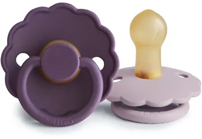Соска-пустышка FRIGG Daisy Size 1:0-6 months из каучука, мягкая, 2 шт Violet Dream/Soft Lilac
