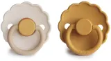 Пустышки FRIGG Daisy Size 2 каучуковые, мягкие, для возраста 6-18 месяцев, 2 шт Chamomile/Honey gold — фото 2