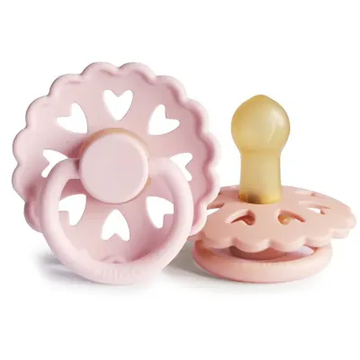Соска-пустышка FRIGG Fairytale Size 1:0-6 months из каучука, симметричной формы, 2 шт The Snow Queen/The Princess and the Pea