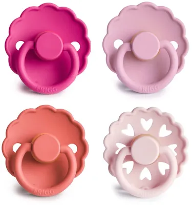 Пустышки FRIGG Round Latex Rosy Romance латексные, симметричные, 4 шт Size 1