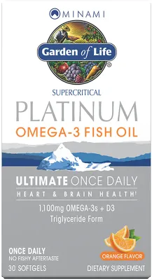 Омега-3 в капсулах Garden of Life Minami Platinum Omega-3 Fish Oil 1100 мг, с витамином D3, 30 капсул smak Orange